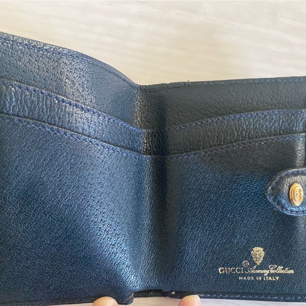 Gucci Navy, Red & Beige Canvas Leather Bifold Wallet - Picture 5 of 5